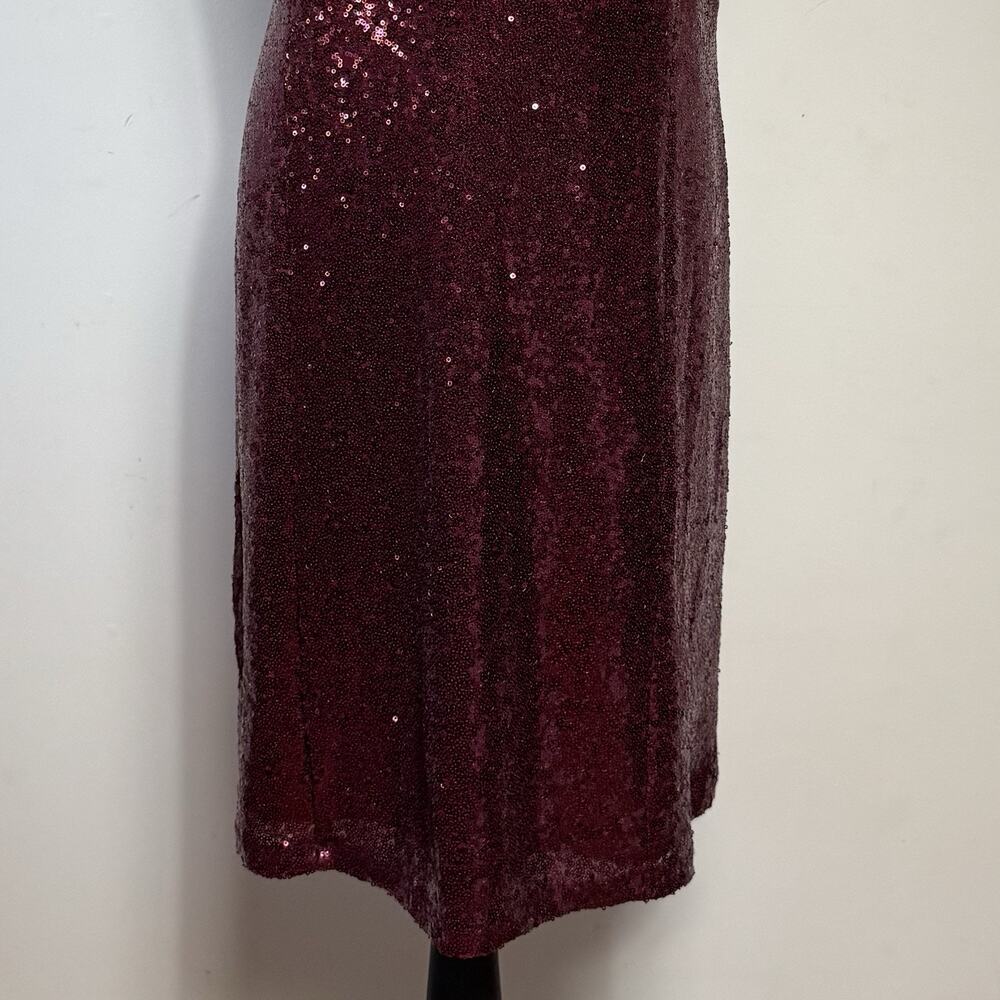 City Chic Burgundy Sequin Mini Dress Size 22 Sleeveless Cocktail Party Glam - Picture 4 of 16